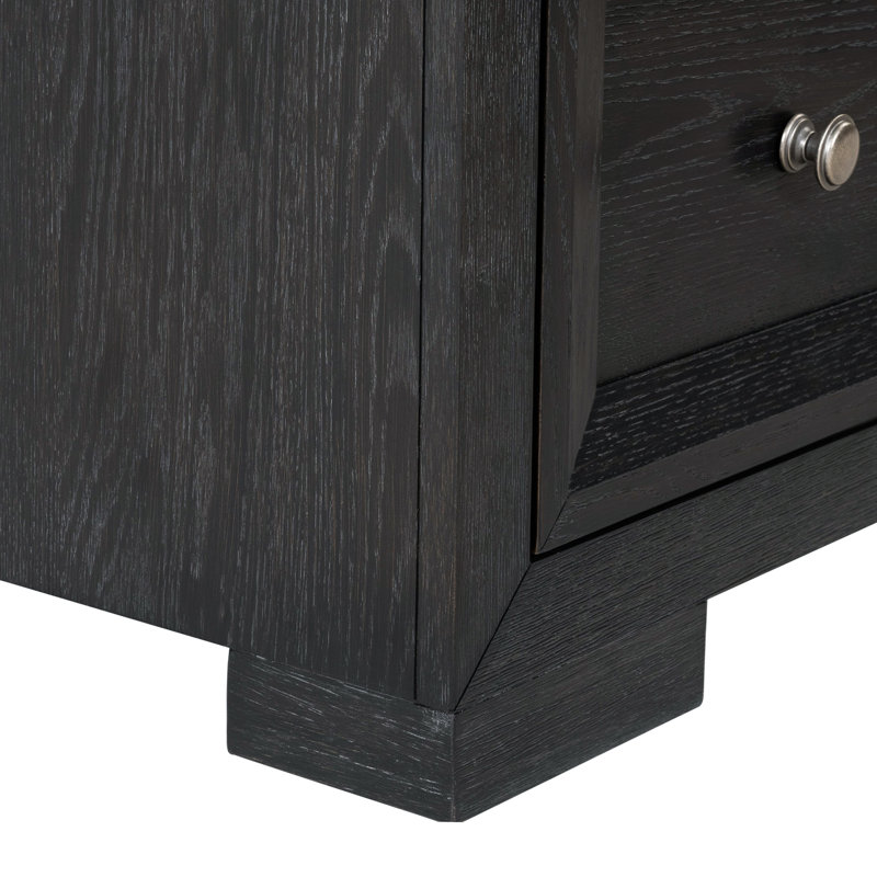 Ensemble de chambre à coucher 6 pièces Schell, Grand lit, Noir, 6 Pcs: Bed, 2 Nightstands, 2 Dressers, Mirror