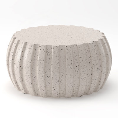 Table basse imperméable moderne 35,43 po, conception en ciment durable MgO, compatible intérieur et extérieur (blanc)