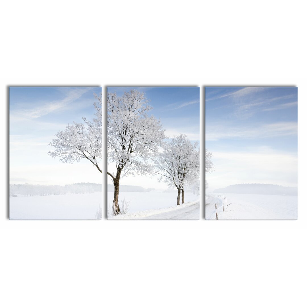 3-tlg. Leinwandbilder-Set Baum im Schnee