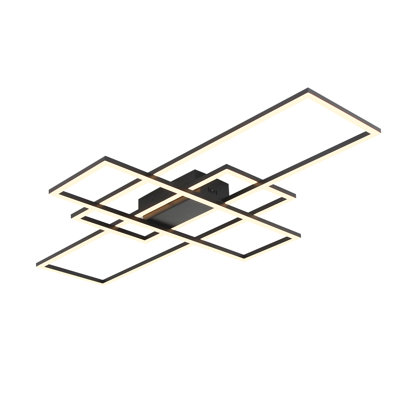 Modern Ceiling Light LED Black Rectangle Flush Mount Remote Dimmable