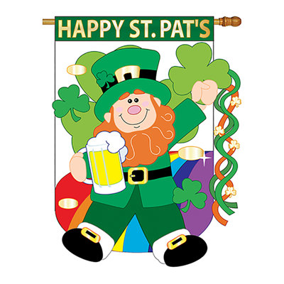 Drapeau de maison décoratif en polyester 40 x 28 po Manase Happy St. Pat's