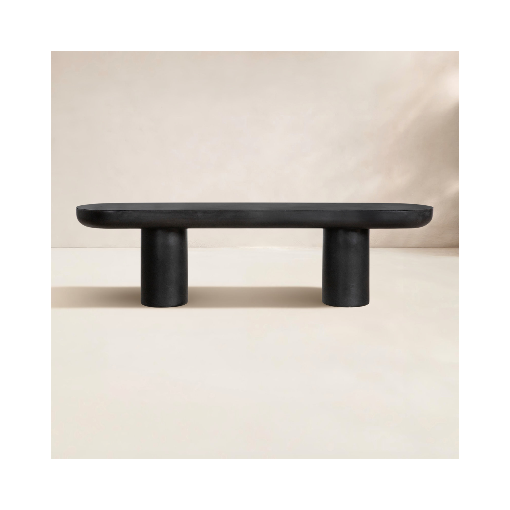 Ansel Stone Garden Bench, 18.5"H x 68.0"W x 18.5"D, Black