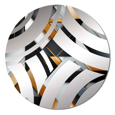 Black And Gold Marble Mosaic Dimensions - Centre Wave Decorative Mirror