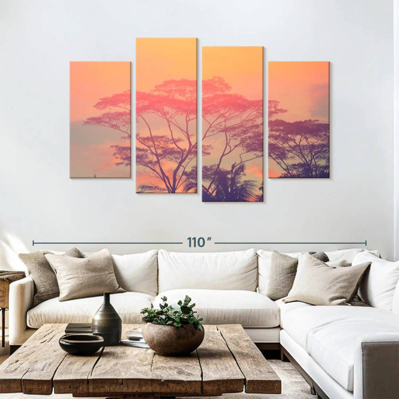 Silhouette d'arbres d'Afrique Lynelle, H 54 po x l 84 po
