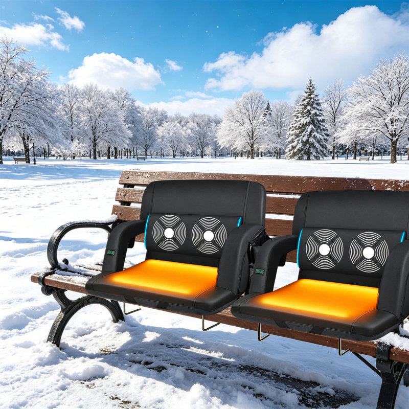 2Pk Heated Stadium Seat With Massage & Back Support, Usb Electric Bleacher Chair With 3 Heat Levels, 6 Massage Modes, Waterproof 600D Oxford Fabric