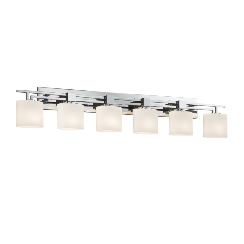 Éclairage pour salle de bain 6 lumières Casson, Nickel brossé, Opale