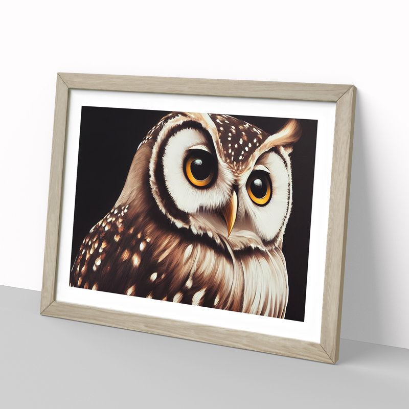 Face of an Owl Vol.4 1 Piece Single Picture Frame Wall Art, 25cm H x 34cm W x 2cm D, Oak Framed