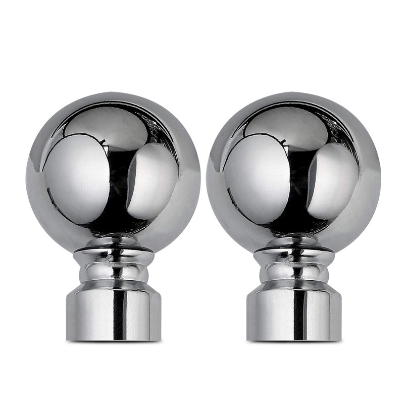 Heavy-Duty Adjustable Curtain Pole with Finials, Chrome, 120-210cm