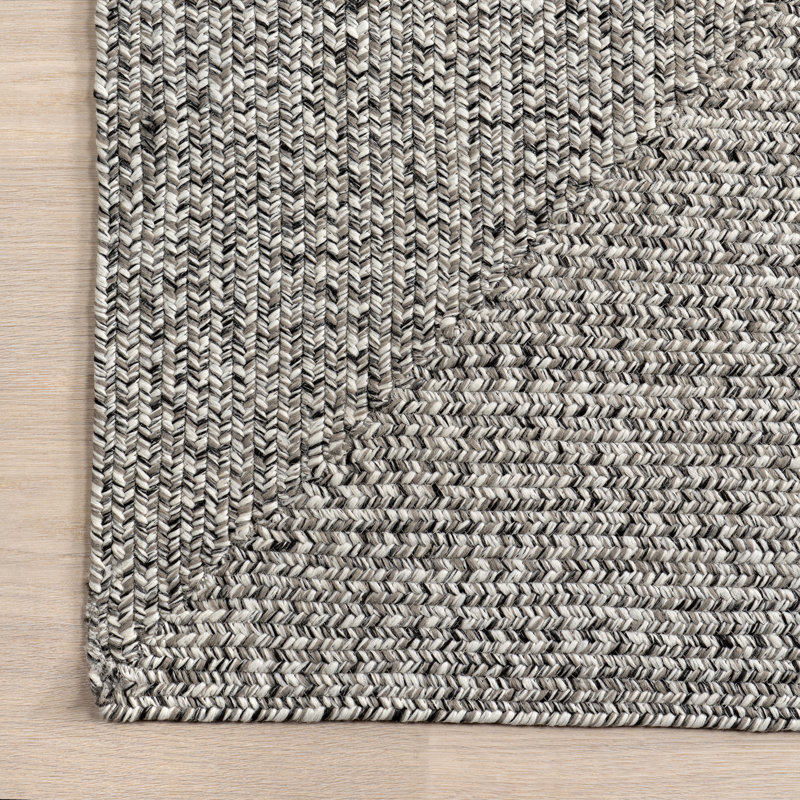 Tapis intérieur / extérieur tressé Edie, Rectangle 2 pi x 3 pi, Argent gris