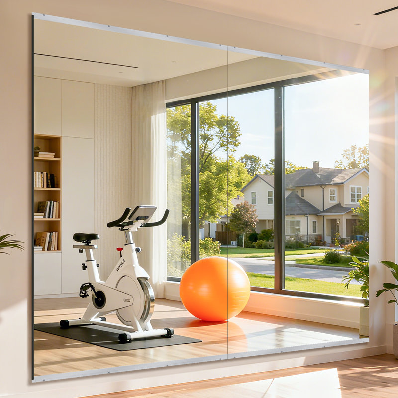 Ensemble de miroirs muraux rectangulaires pleine longueur sans cadre Home Gym, 84 po x 46 po, 3