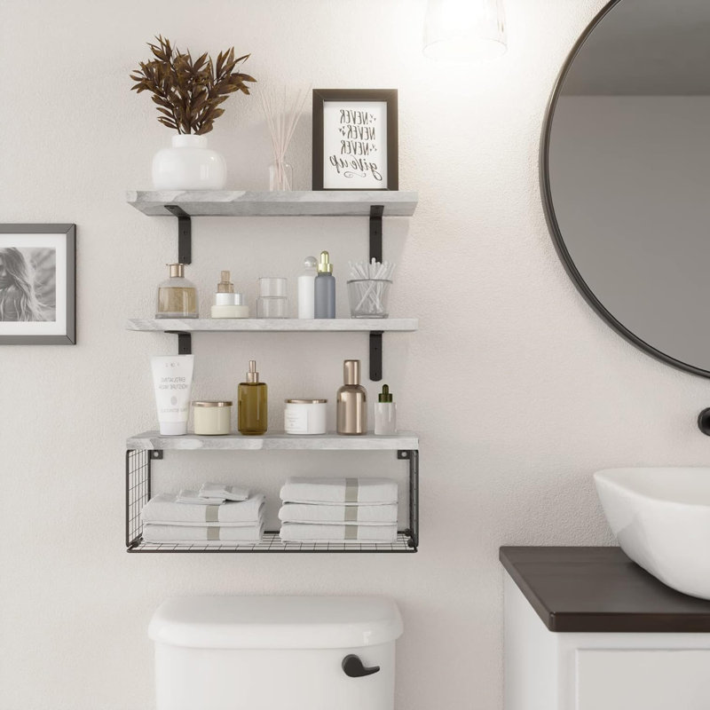 Akershus Bathroom Shelves, White Wash