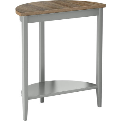 Half Moon Wooden Console Table With Bottom Shelf, Durable Wooden Frame In Gray Oak Finish