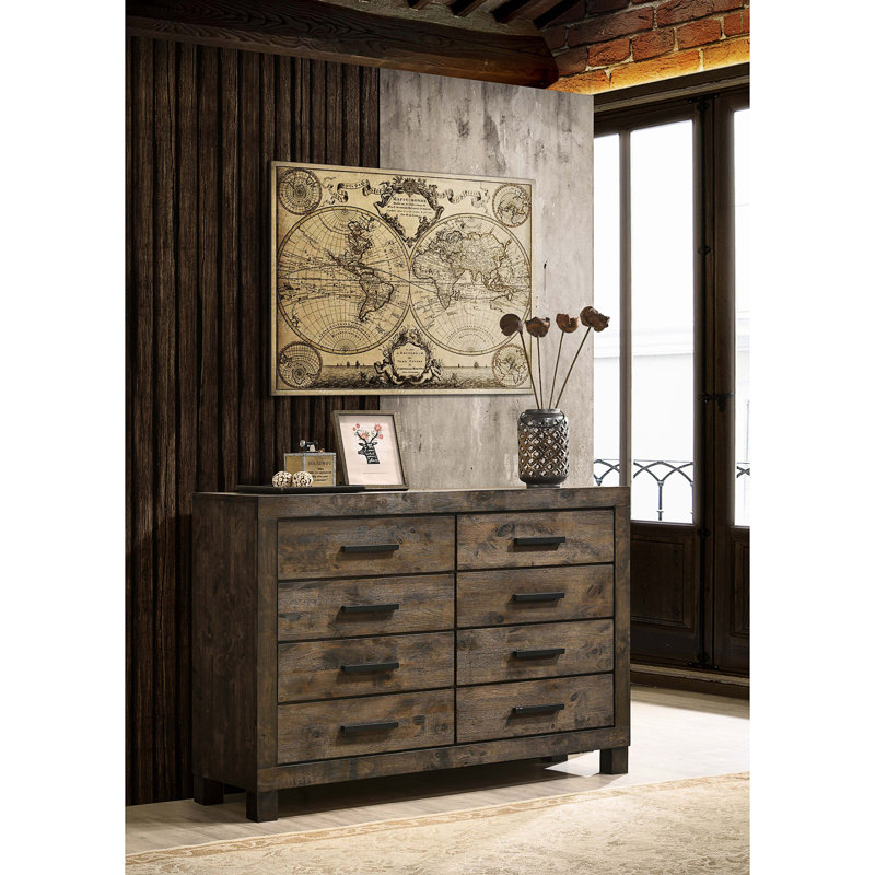 Commode 8 tiroirs Bren Rustic Golden Brown