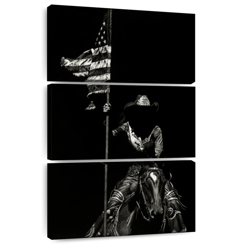 Lelar Scratchboard Rodeo VI, 38" H x 24" W