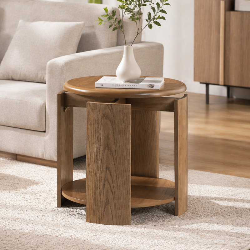 Table de bout ronde brun avec table de bout 1 pièce