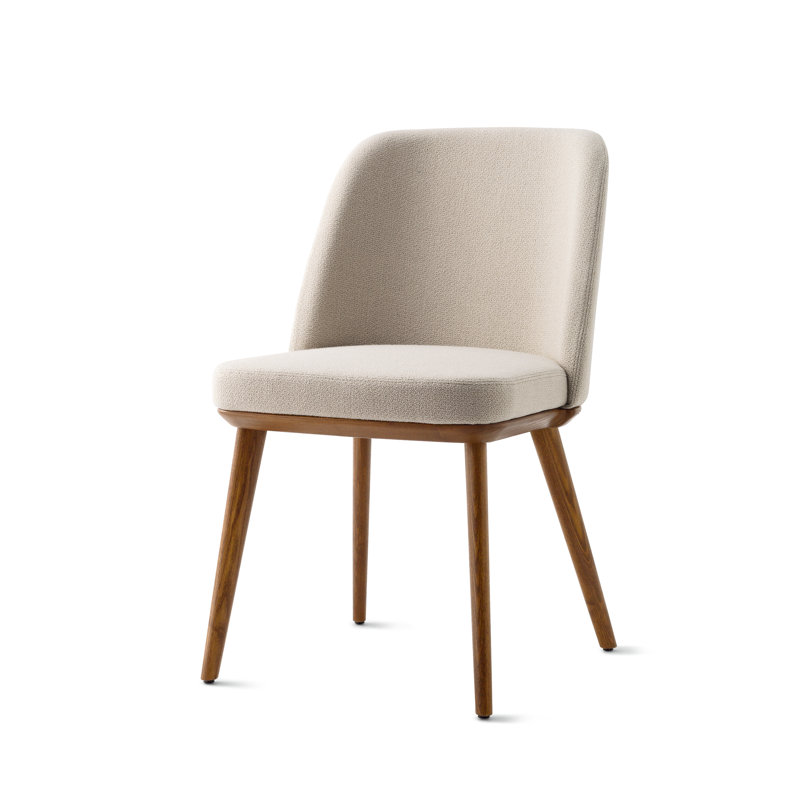 Foyer Upholstered Chair with Wooden Base, Walnut, Ash Gray