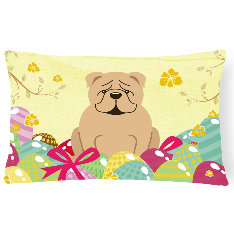 Coussin bouledogue anglais de pâques œufs, Fauve