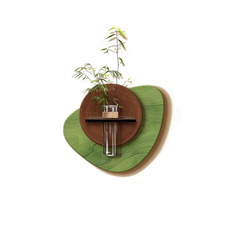 Art mural vert et vert en forme de grès, H 27,56 po x l 31,5 po