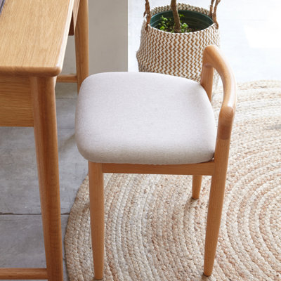 Banc carré en chêne naturel pour le maquillage dans la chambre à coucher et la salle à manger, aux contours doux, fonctionnel et simple, supportant 300 lb, 14,31 de largeur, 7,78 lb de poids