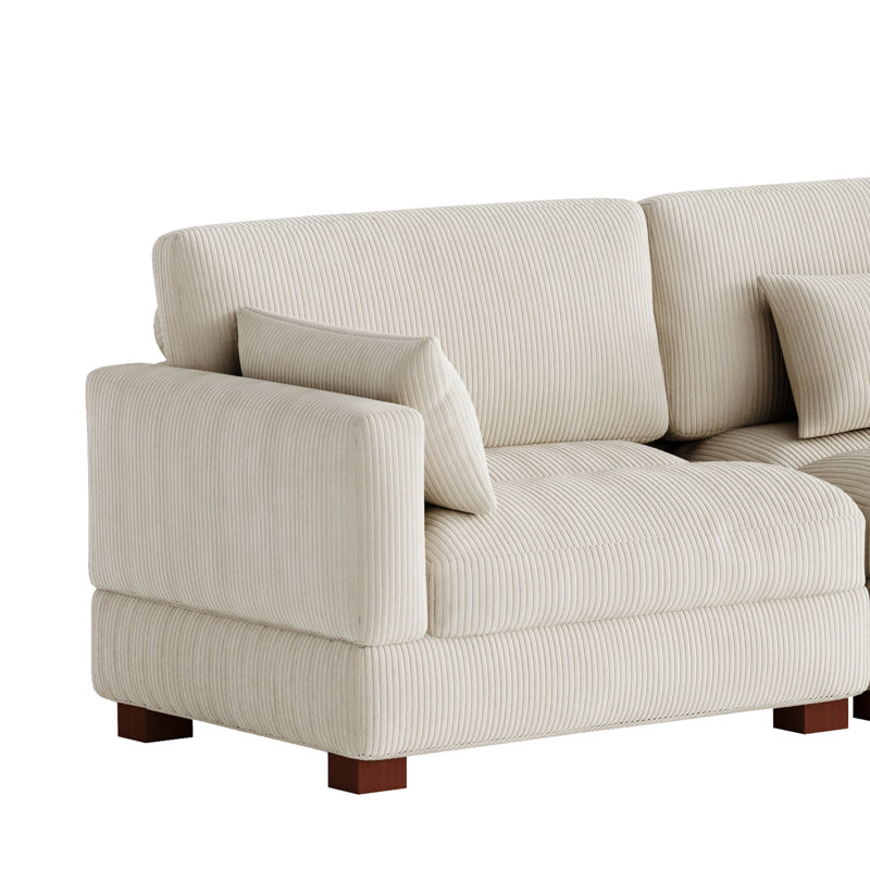 4 Seater Corduroy Corner Sofa , 78cm H x 410cm W x 87.9cm D, Navy Corduroy