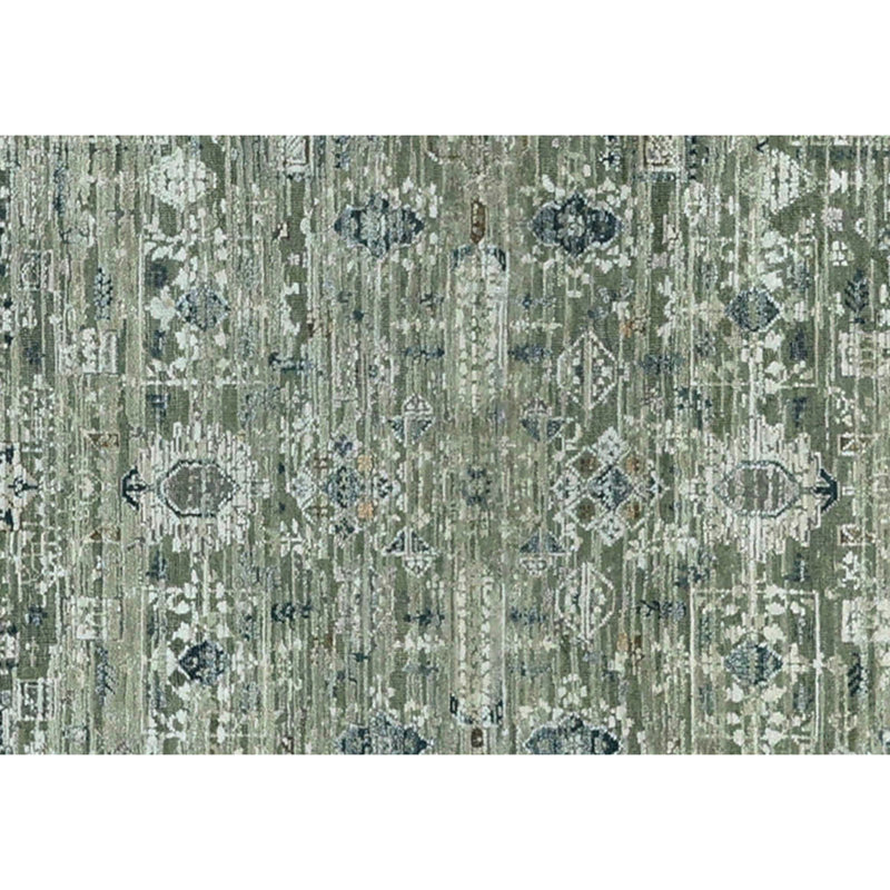 Hand Knotted Area Rug in Olive, Rectangle 5' x 8'