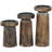Mango Wood Handmade Minimalistic Bell Shaped Pillar Decorative  Candle Holder Set-1454927292