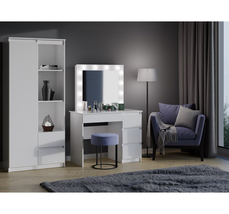Byson Dressing Table with Mirror, White