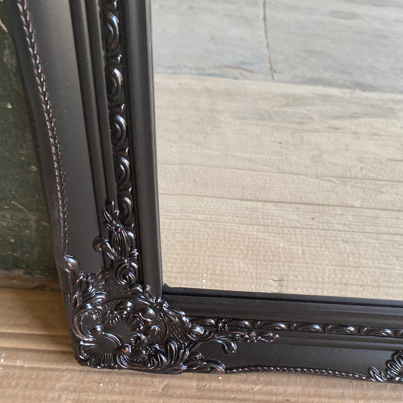 Kelleher Solid Wood Rectangle Mirror, Distressed Black, 60cm H x 50cm W