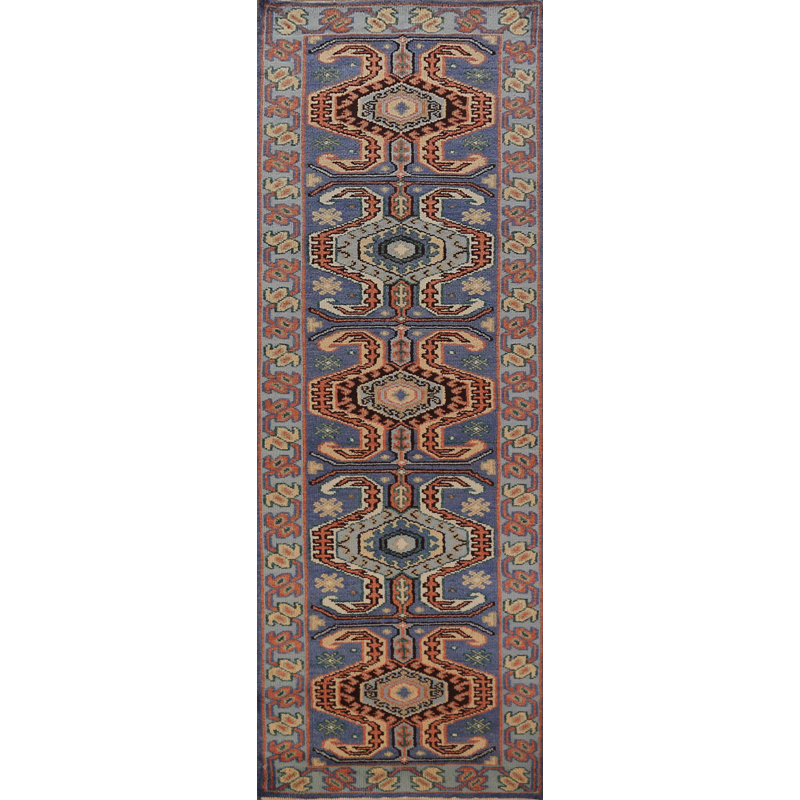 Tapis de couloir bleu Kazak