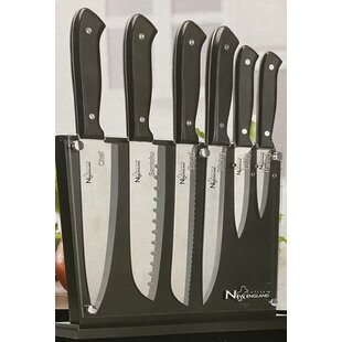 New England Cutlery 6 Piece Stainless Steel Knife Block Set