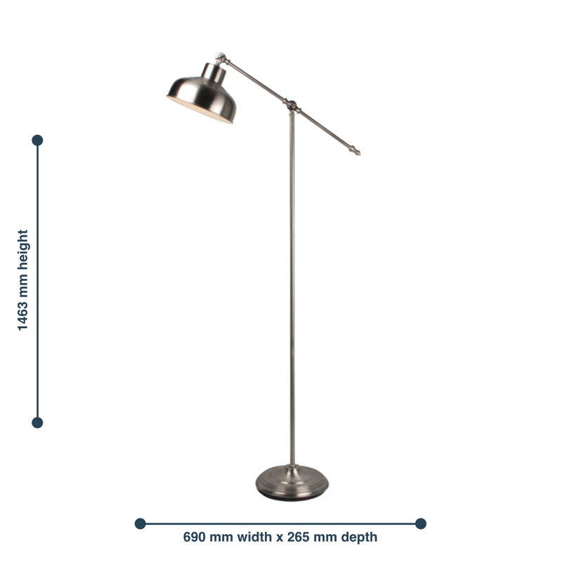 Graddy 146.3cm Task Floor Lamp, Satin Nickel