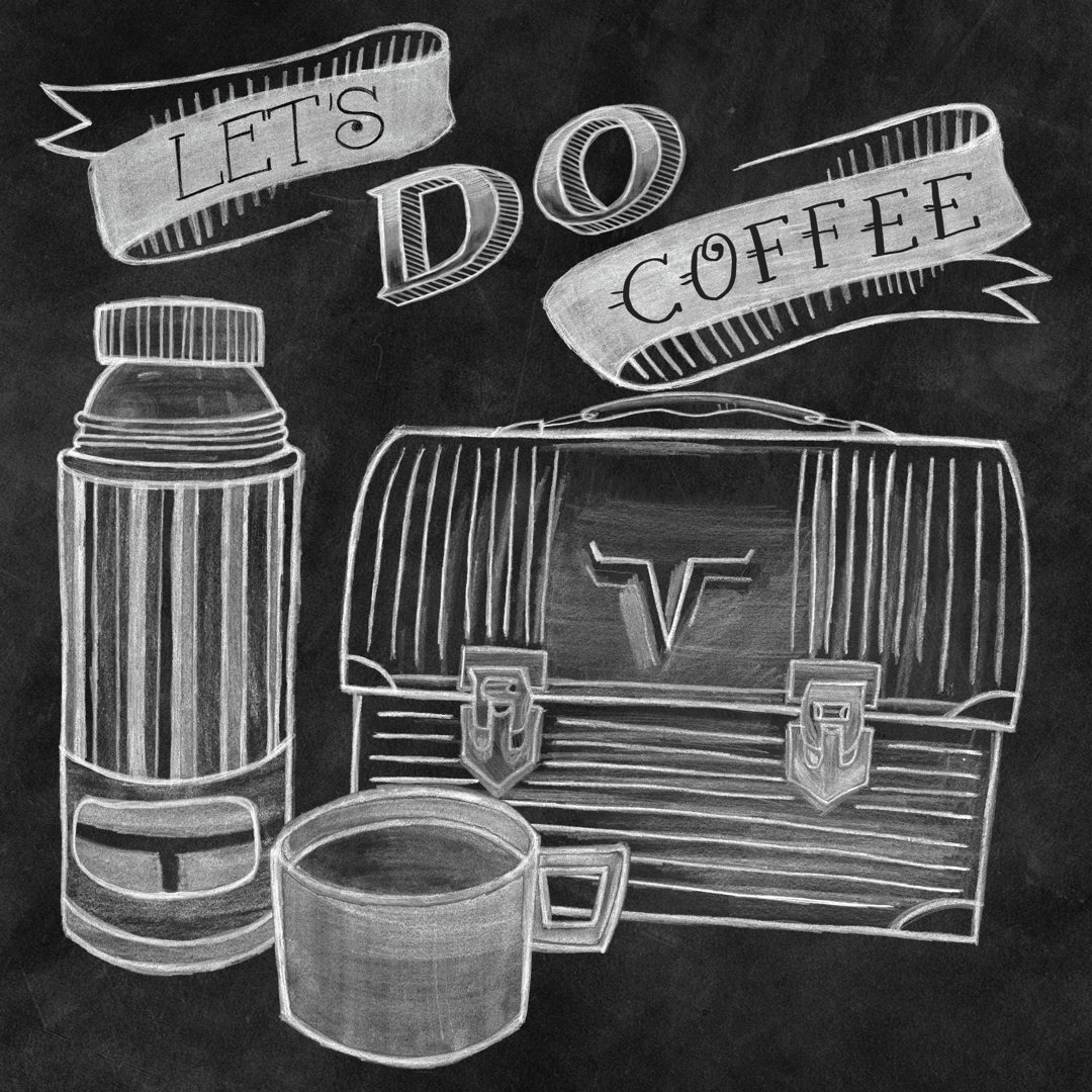 Let's Do Coffee Chalk by Mary Urban - Wrapped Canvas Print