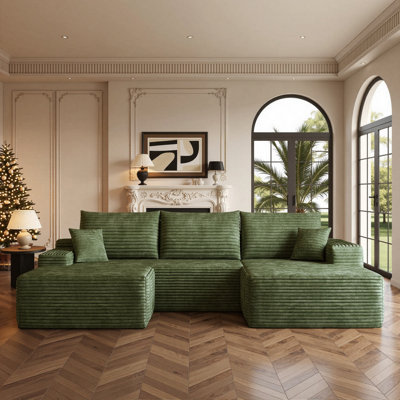 108" Modern Boneless Modular Sectional Sofa with Chaise and Ottoman , Deep Seat Upholstered Cloud Couch