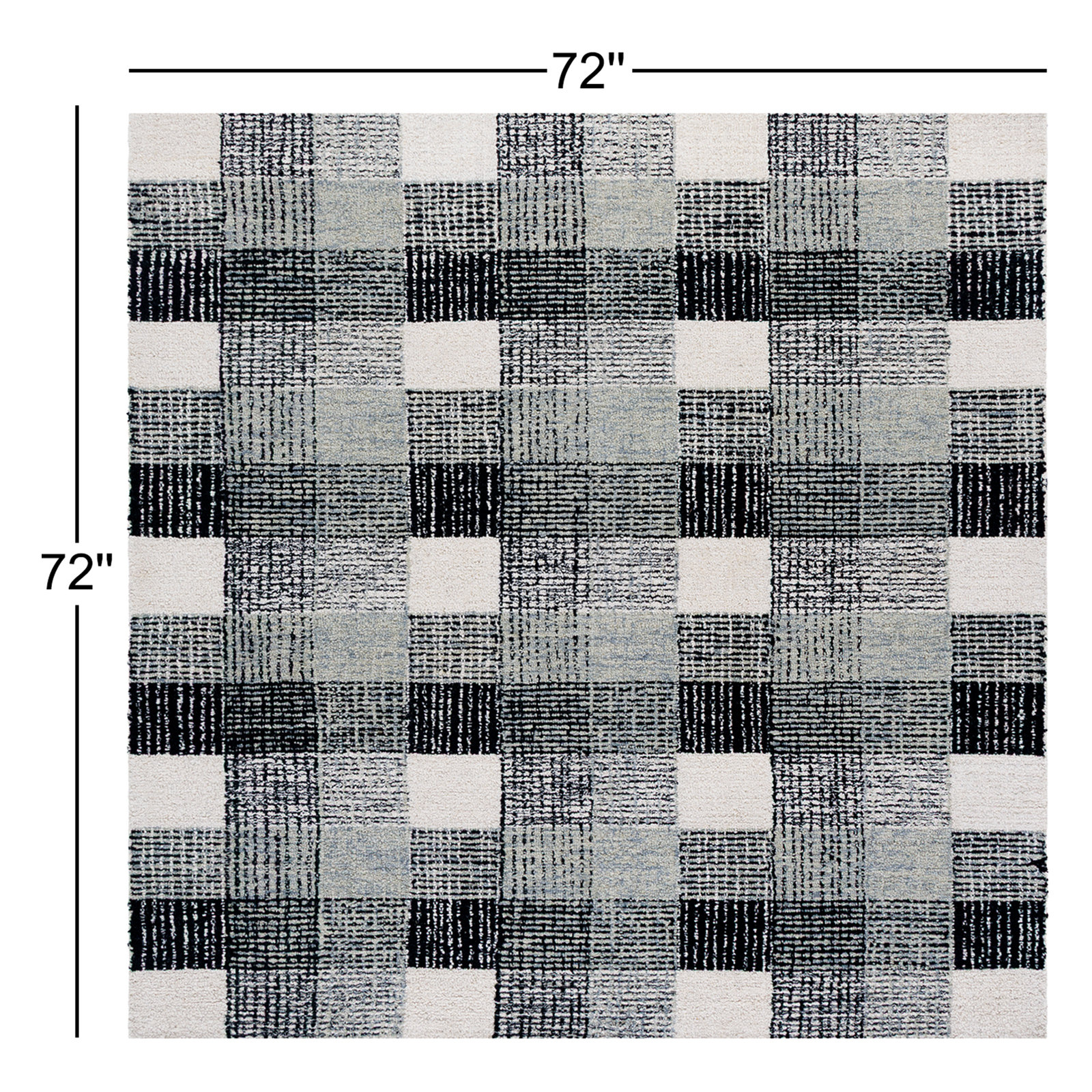 Hand-Tufted Wool Plaid Rug, Square 6'