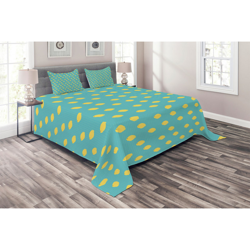 Penguins Eclectic Polyester Coverlet, King Bedspread + 2 Shams, Tropic Fish