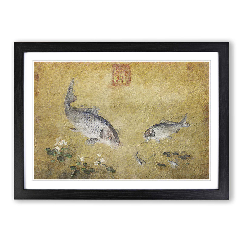 Plants & Fish by Lang Shining - Picture Frame Painting Print, 48cm H x 65cm W x 2cm D, Black Framed