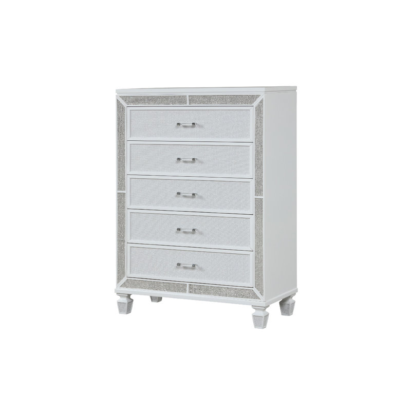 Commode en cristal faite de bois et finie en blanc
