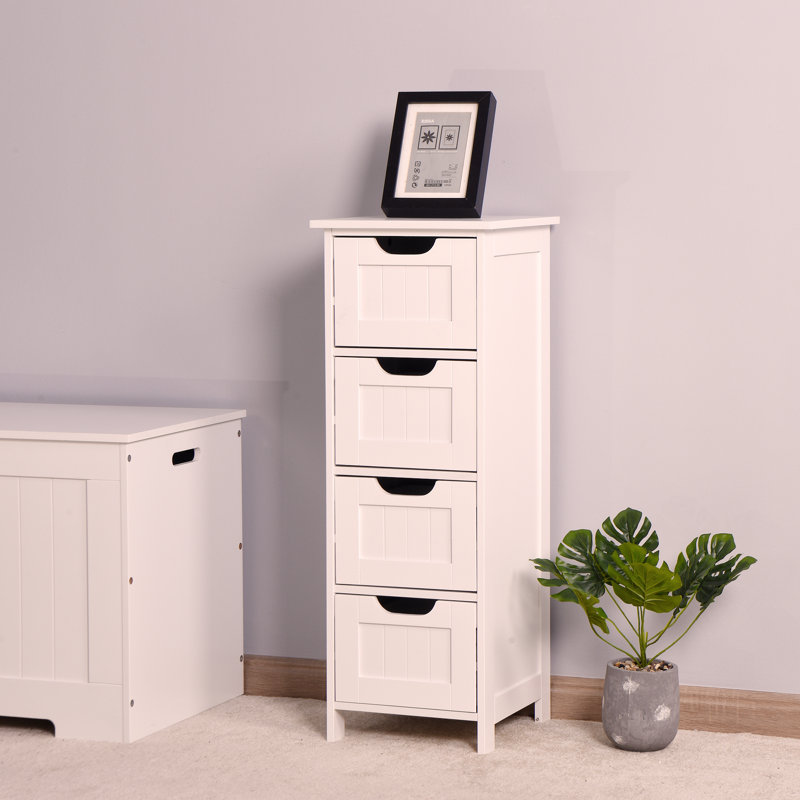 Armoire de rangement blanche pour salle de bain, armoire autoportante avec tiroirs