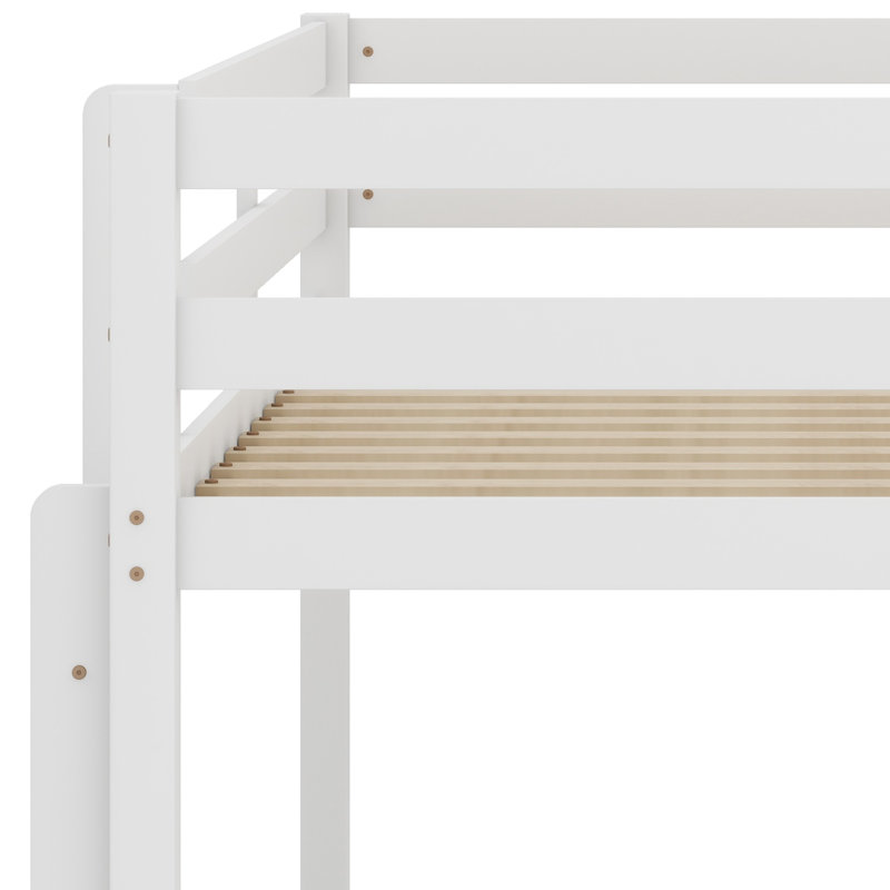 Lit superposé en bois avec échelle, Blanc