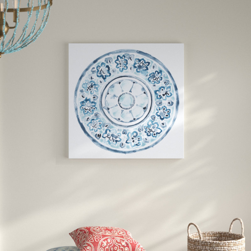 «Porcelain Design I», peinture sur toile tendue, H 30 po x l 30 po