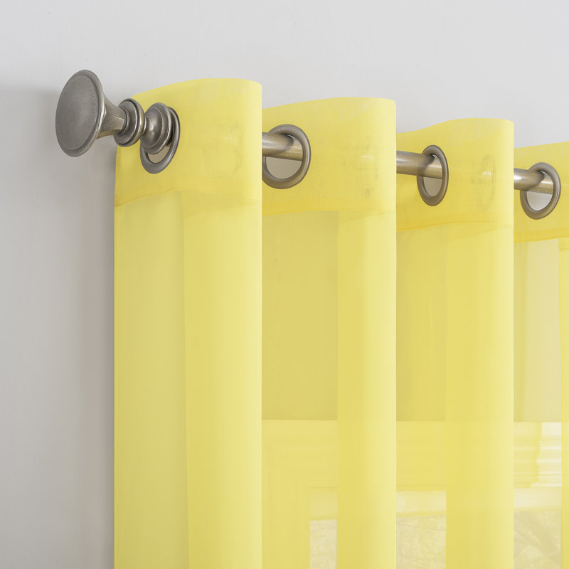 Panneau de rideau diaphane avec œillets Caspian, l 59 po x L 63 po, Jaune citron