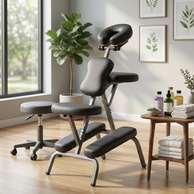 Fauteuil de massage portatif Vexoria pour tatouer et spa avec berceau ajustable, structure en acier robuste, conception pliable et sac de transport