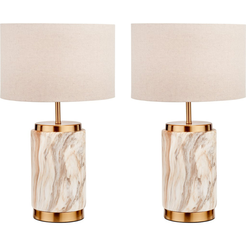 Bellamee Ceramic Table Lamp, Beige, Cream