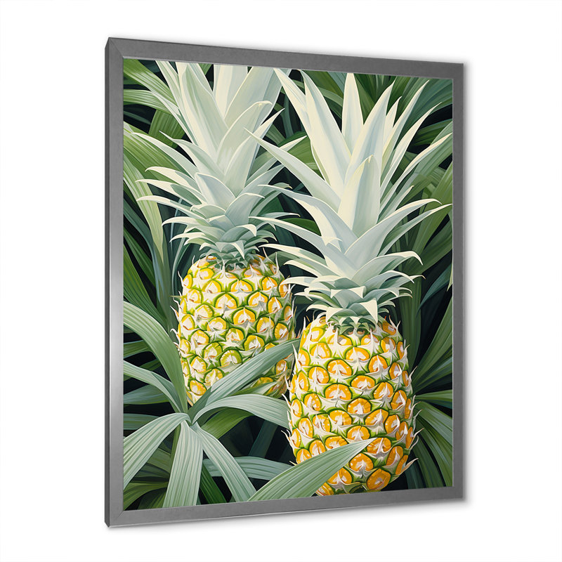 Doux ananas juteux délice IV sur toile, Cadre photo argenté, H 20 po x l 12 po x P 1 po