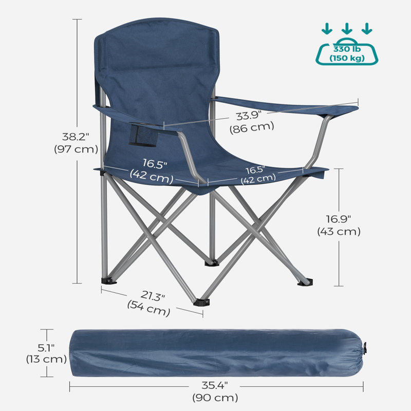 Ensemble de 2 chaises pliantes avec porte-gobelet, Bleu
