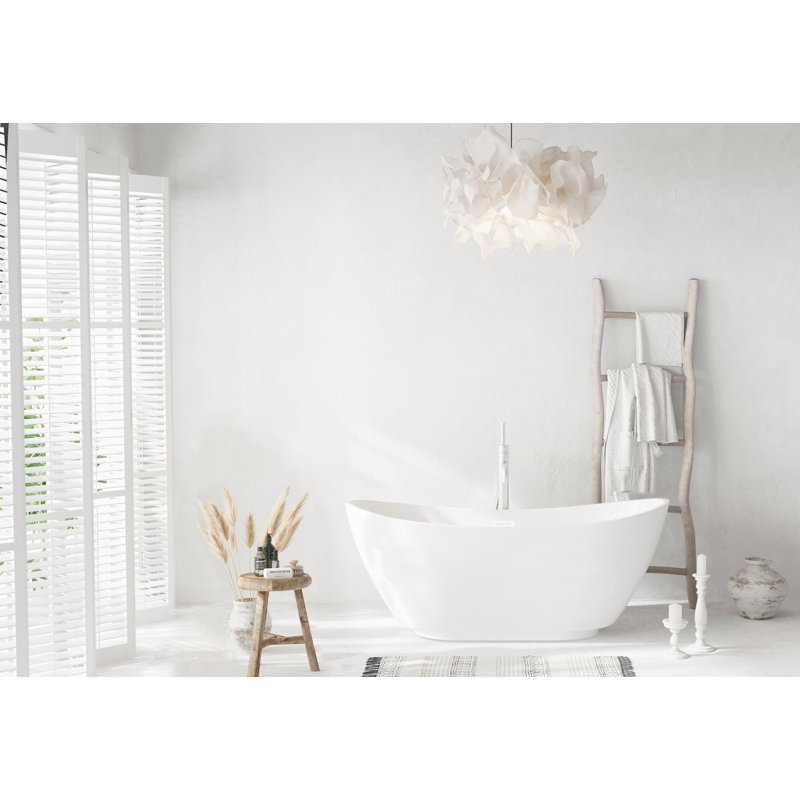 Labrusca 62'' x 28.3'' Soaking Fiberglass Bathtub, Polished White
