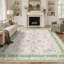 Tapis d'intérieur rosé / vert / beige Verdant Vintage, lavable à la machine, avec envers antidérapant-129757311
