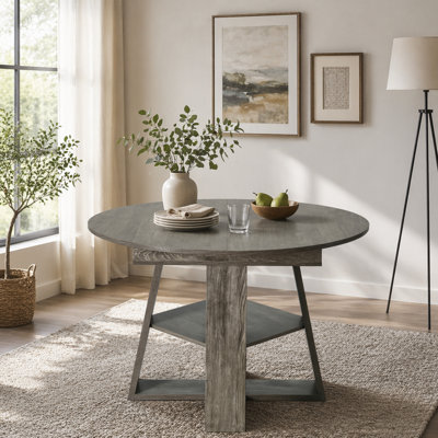 43.3in-59in Extendable Round Dining Table for 4-8,Modern Kitchen Oval Dining Table with Removable Leaves Space Saving