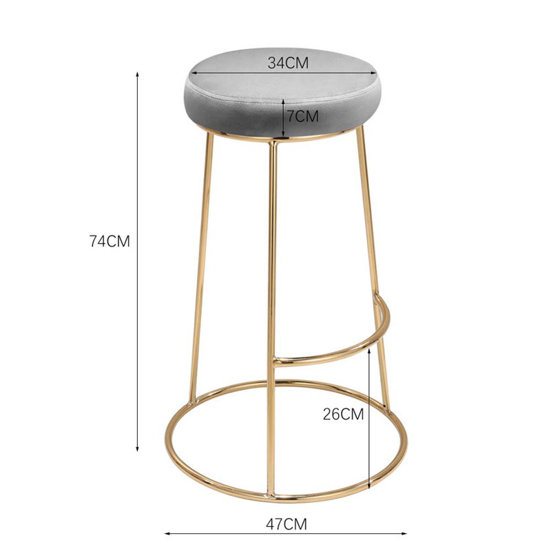 Shreya Upholstered Counter Stool with Metal Frame, Grey