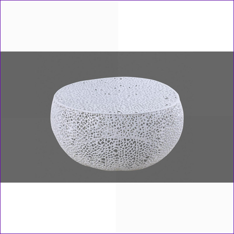 Table basse ronde blanche moderne avec cadre en aluminium - Centre de table de salon durable, Blanc